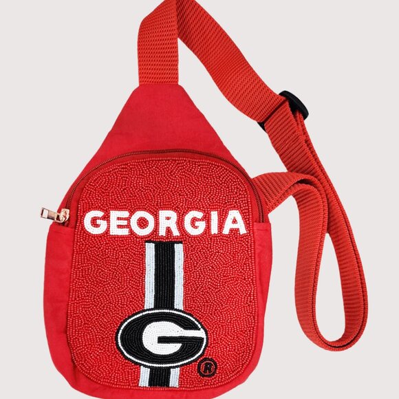 NEW University of Georgia Bulldogs Beaded Fanny Pack Handcrafted 7" x 2" x 11" - Picture 1 of 2